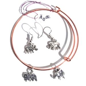 Elephant Bracelet and Earring Set